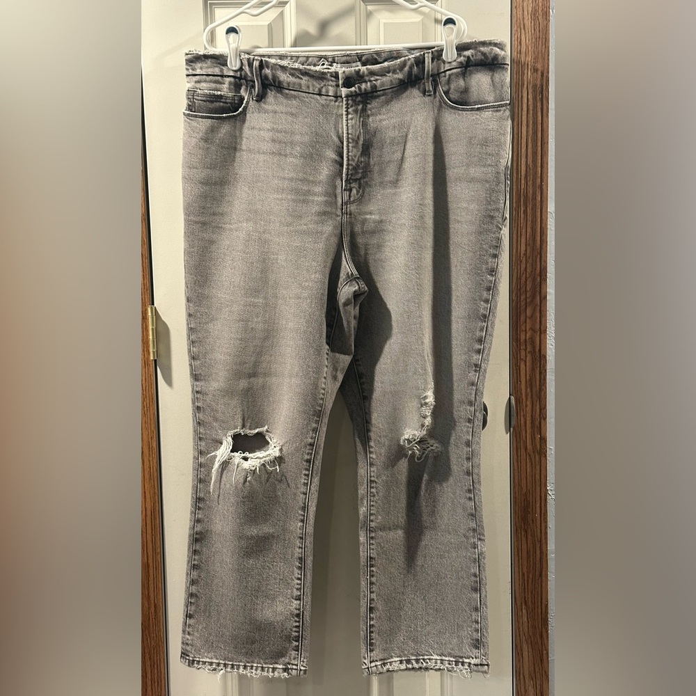 Distressed Gray Good American Jeans